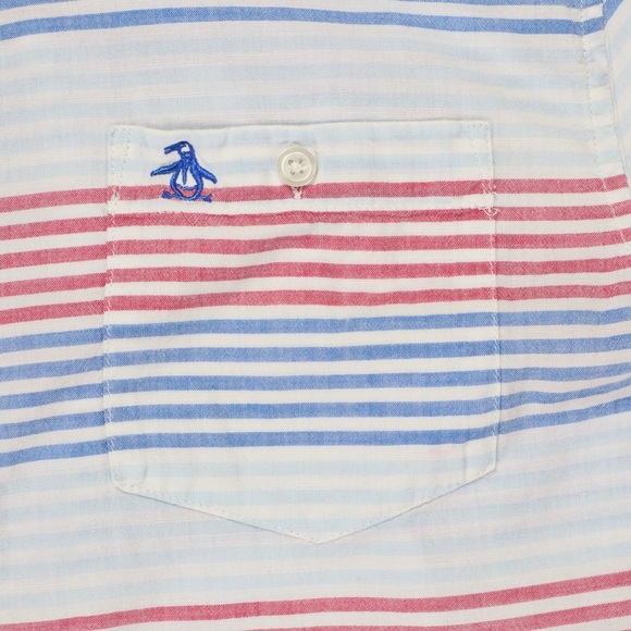PENGUIN Short Sleeve Men's Shirt Heritage Slim Fit Size XL Horizontal Stripe - Picture 4 of 12